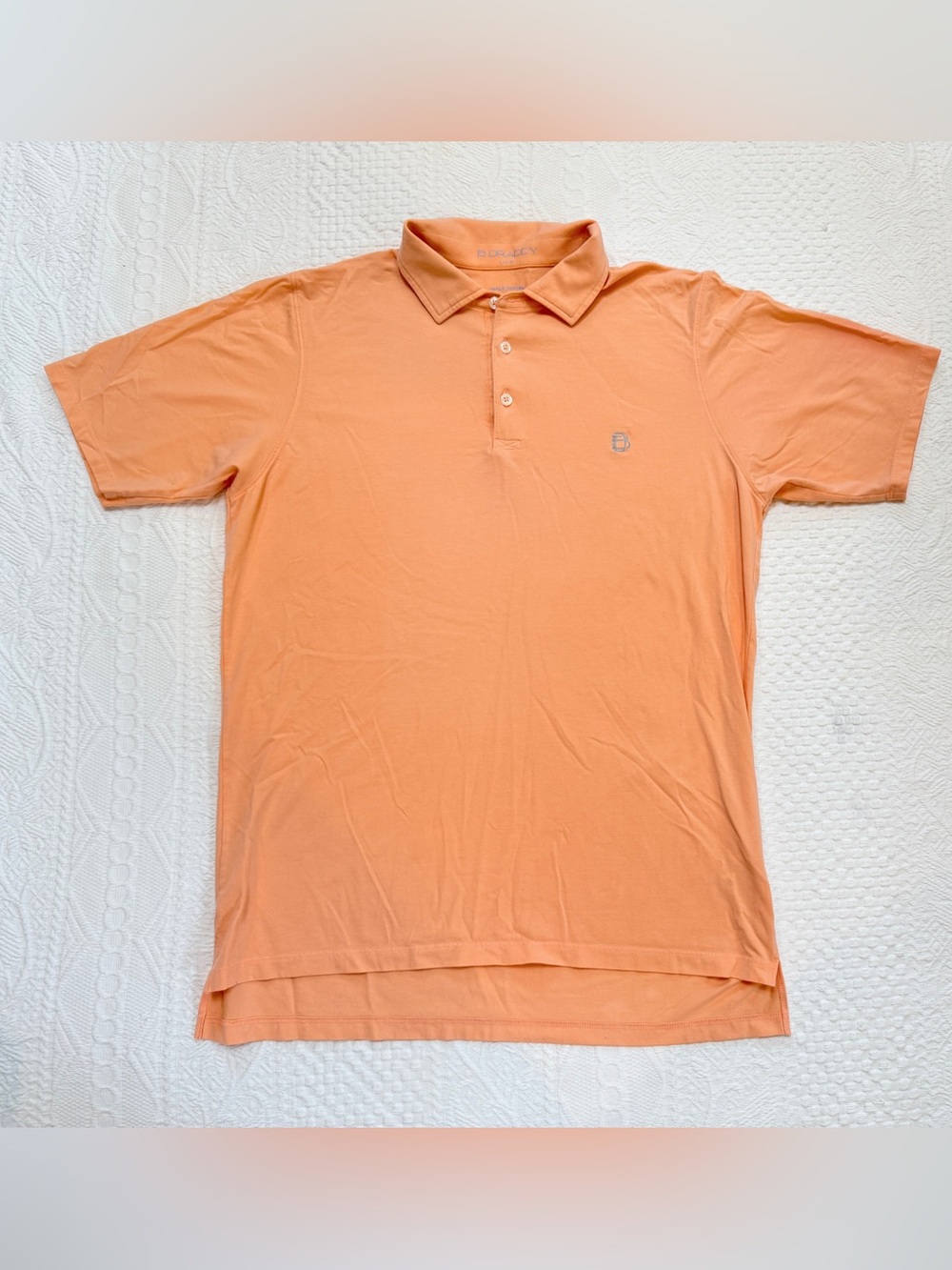 B. Draddy Polo Shirt Pima Cotton Orange Short Sleeve Men’s Size Medium M